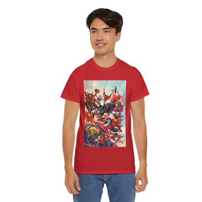DC/Marvel T-Shirt - The Cosmic Kiss Caper & Other Stories Cover Art - Superman, Deadpool, Spider-Man, Harley Quinn, Batman Beyond, Static, Dr. Strange - DC Comics/Marvel