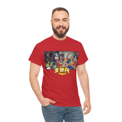 Justice League T-Shirt - Kevin Maguire Art - Superman, Wonder Woman, Batman, Flash, Aquaman, Martian Manhunter, Green Lantern - 90s Lineup - DC Comics