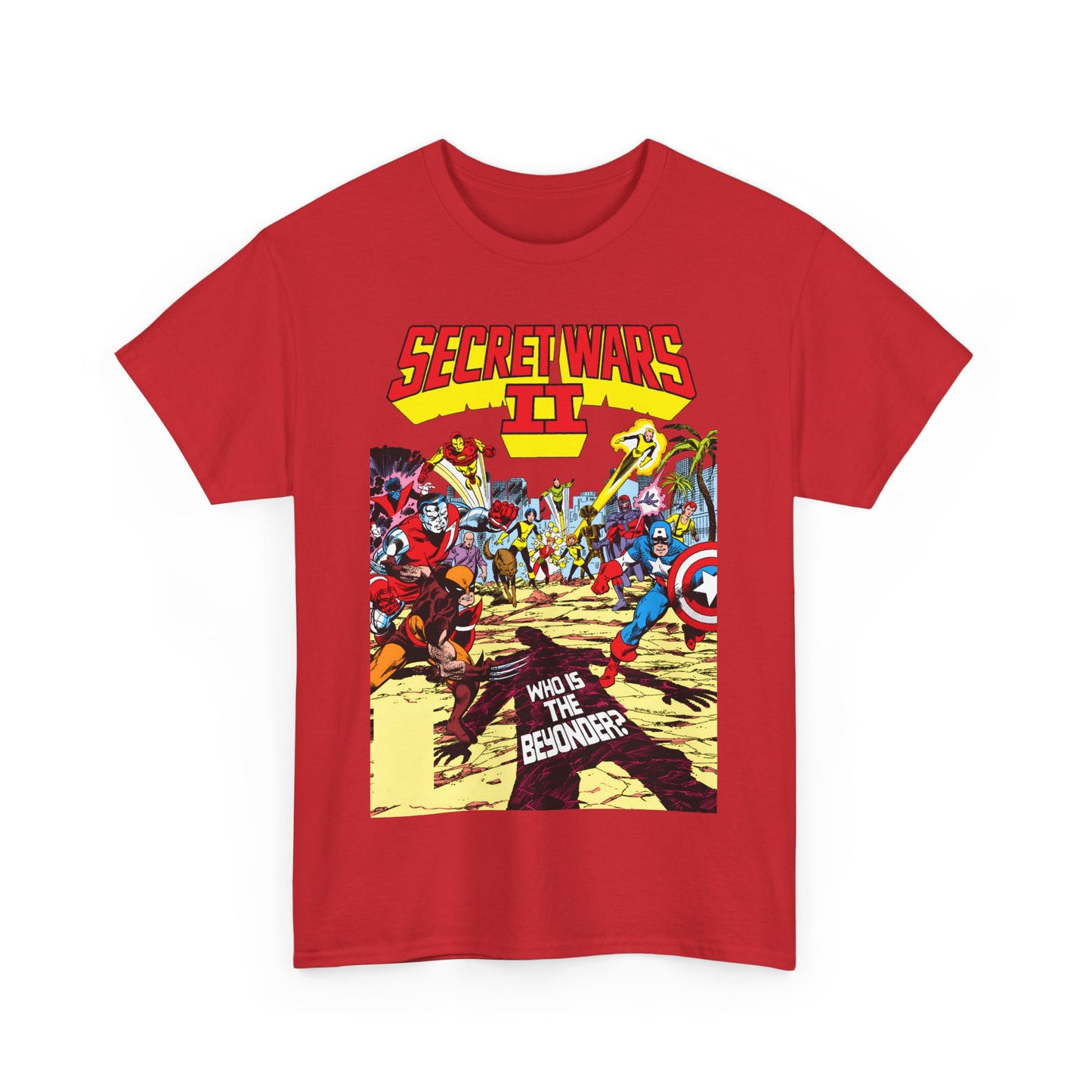 Secret Wars II T-Shirt - John Byrne Art - X-Men, New Mutants, Captain America - The Beyonder - Marvel Comics Series, 1980s