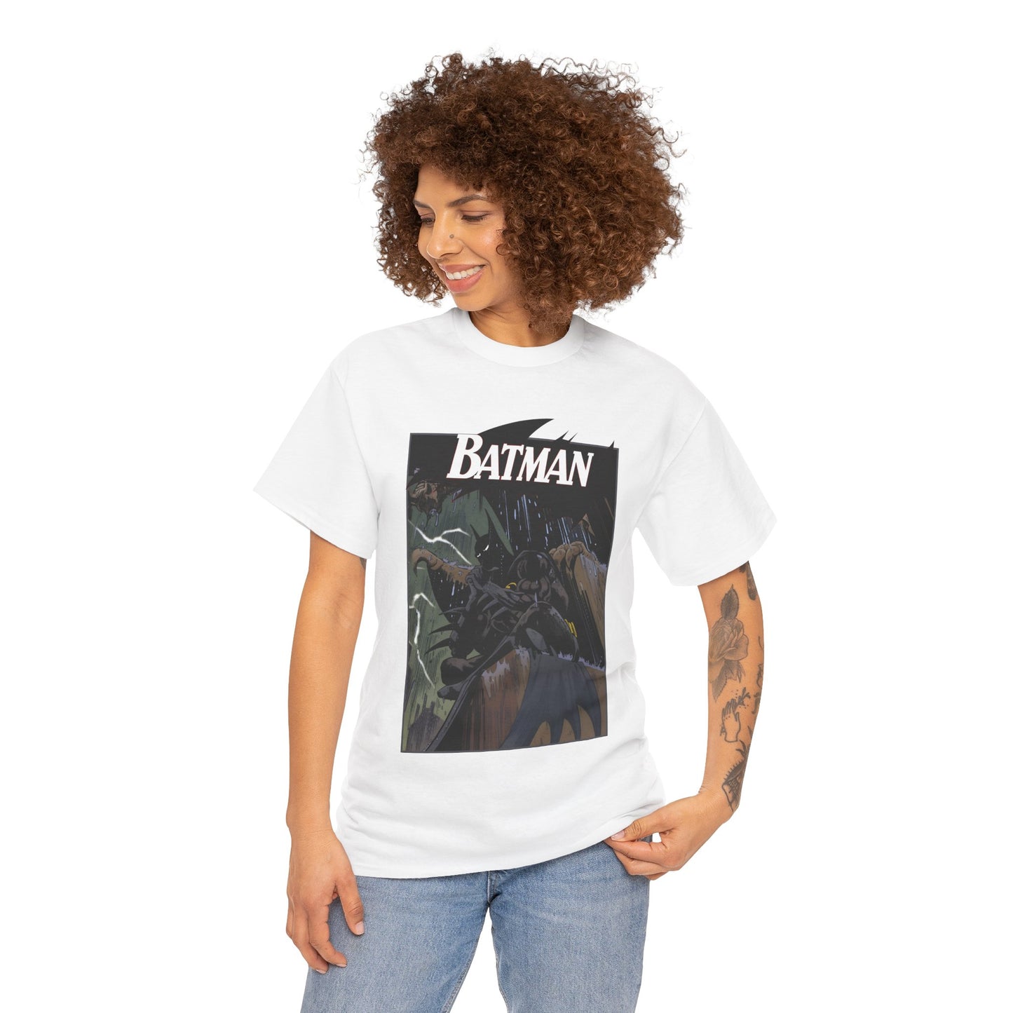 Batman T-Shirt - Norm Breyfogle Art - 1990s Dark Knight Detective - Gotham City - Perched on A Gargoyle - DC Comics
