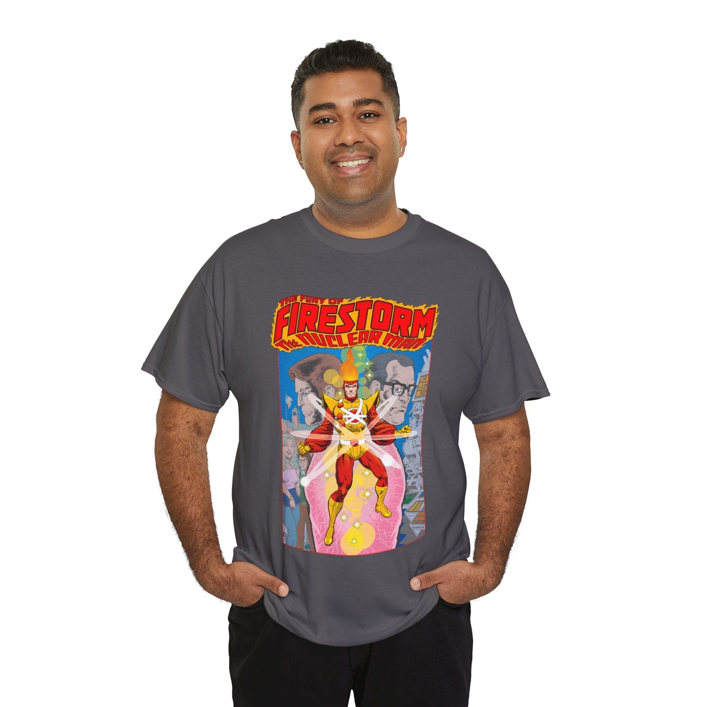 Fury of Firestorm T-Shirt - Pat Broderick Art - The Nuclear Man - Ronnie Raymond, Professor Martin Stein - DC Comics