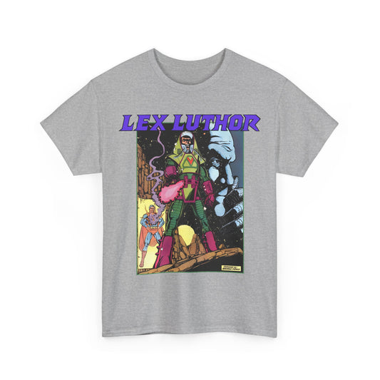 Lex Luthor T-Shirt - George Perez Art - 1980s DC Comics - Action Comics Armor - Inspiration for Super Powers Figure - Superman Enemy