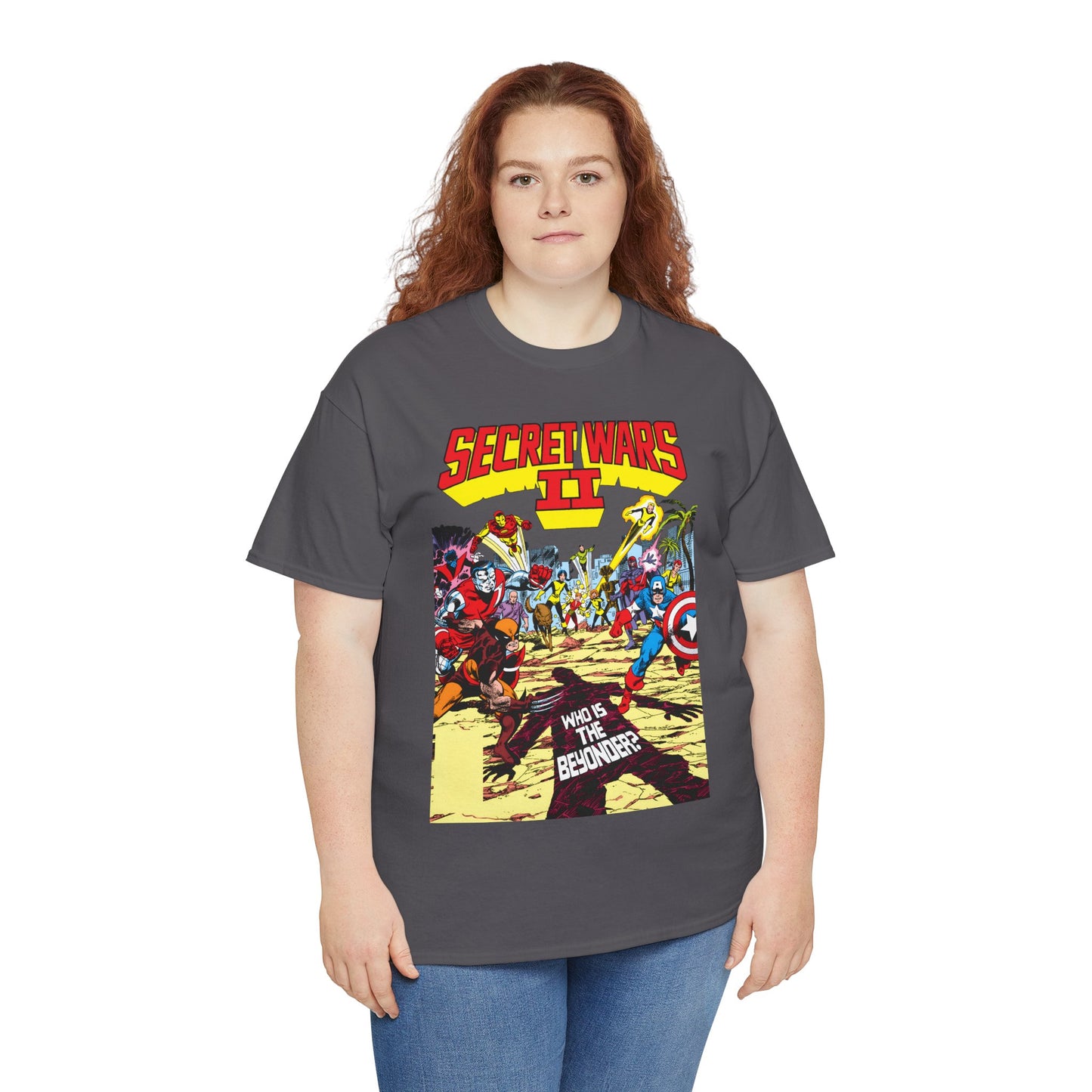 Secret Wars II T-Shirt - John Byrne Art - X-Men, New Mutants, Captain America - The Beyonder - Marvel Comics Series, 1980s