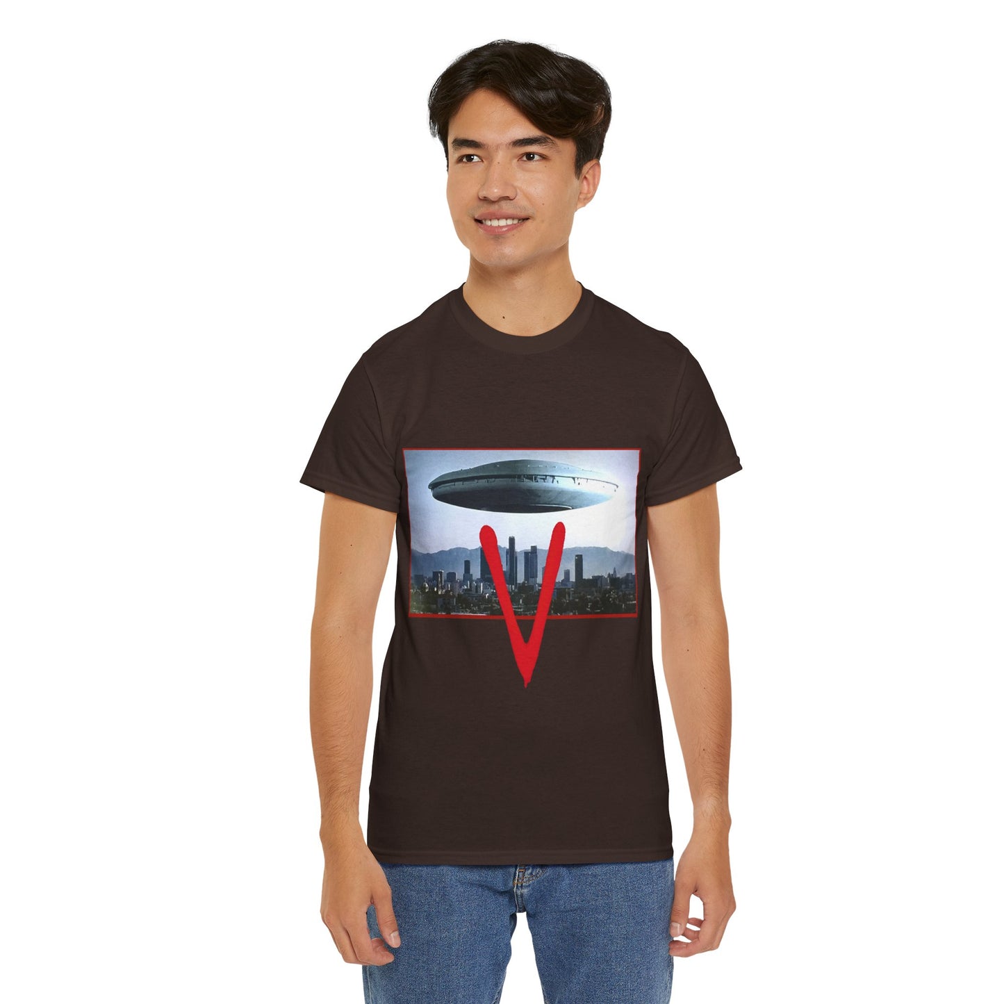 V T-Shirt - The Visitors Mothership - Popular NBC Sci-Fi TV Series from the 1980s