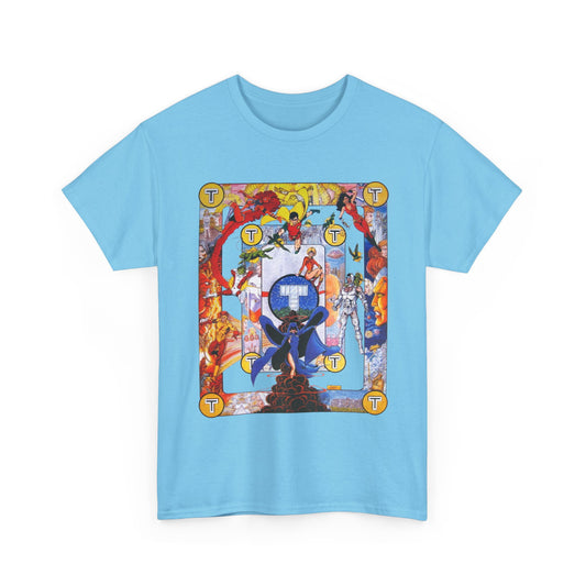New Teen Titans Poster T-Shirt - George Perez Art - Cyborg, Raven, Robin, Terra, Wonder Girl, Changeling, Kid Flash, Deathstroke, Blackfire - DC Comics