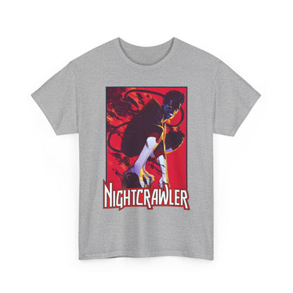 Gray t-shirt with Marvel Comics X-Men 'Nightcrawler' graphic design on a white background