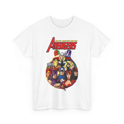 Avengers T-Shirt - George Perez Art - Captain America, Vision, Wonder Man, Iron Man, Thor, Hawkeye, Scarlet Witch - Popular Marvel Comics Characters