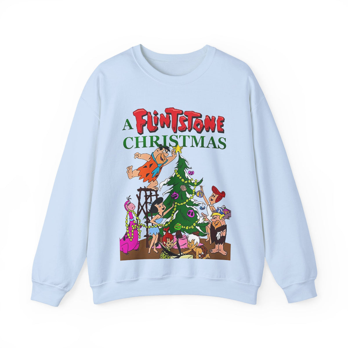Flintstones Christmas Heavy Blend Crewneck Sweatshirt - Fred, Wilma, Barney, Betty