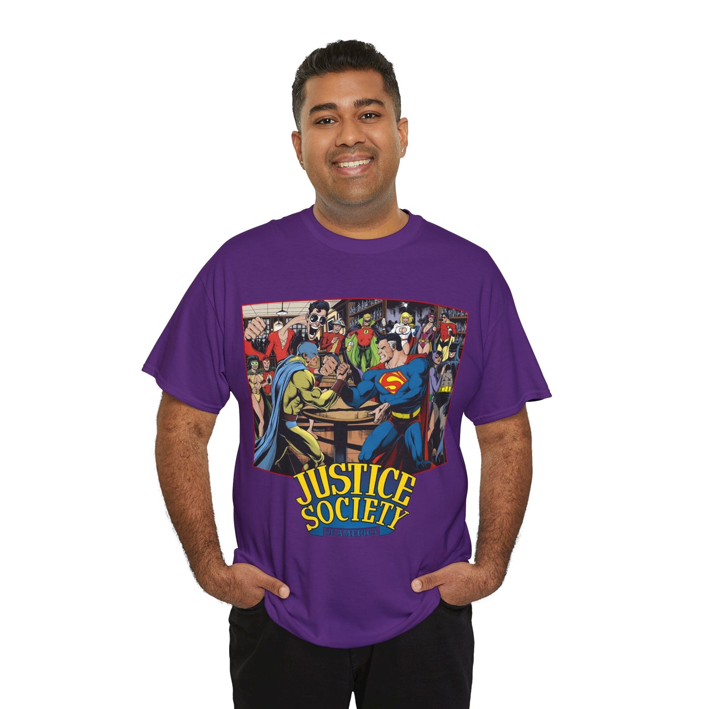 Justice Society of America T-Shirt - Superman, Wonder Woman, Atom, Starman, Huntress, Power Girl, Green Lantern, Batman, Plastic Man, Flash - JSA - DC Comics