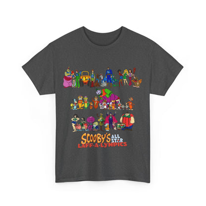 Scooby's All-Star Laff-A-Lympics T-Shirt - Hanna-Barbera Cartoon - Speed Buggy, Yogi Bear, Grape Ape, Scooby Dum, Shaggy, Wally Gator