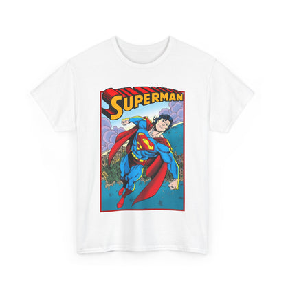 Superman T-Shirt - Tom Grummett Art - DC Comics - Metropolis, Man of Steel Flying Through the Sky - Post-Reign of the Supermen Storyline Artwork