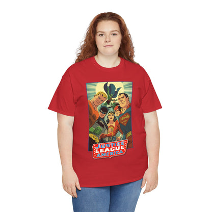 Justice League of America T-Shirt - Michael Cho Art - Superman, Flash, Wonder Woman, Green Lantern, Batman, Martian Manhunter - Silver Age Team - DC Comics