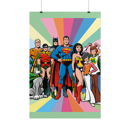 Super Friends Rolled Poster - Alex Toth Art - Hanna-Barbera 1970s Cartoon - Superman, Wonder Woman, Batman - DC Comics - Multiple Sizes Up to 24"x36"