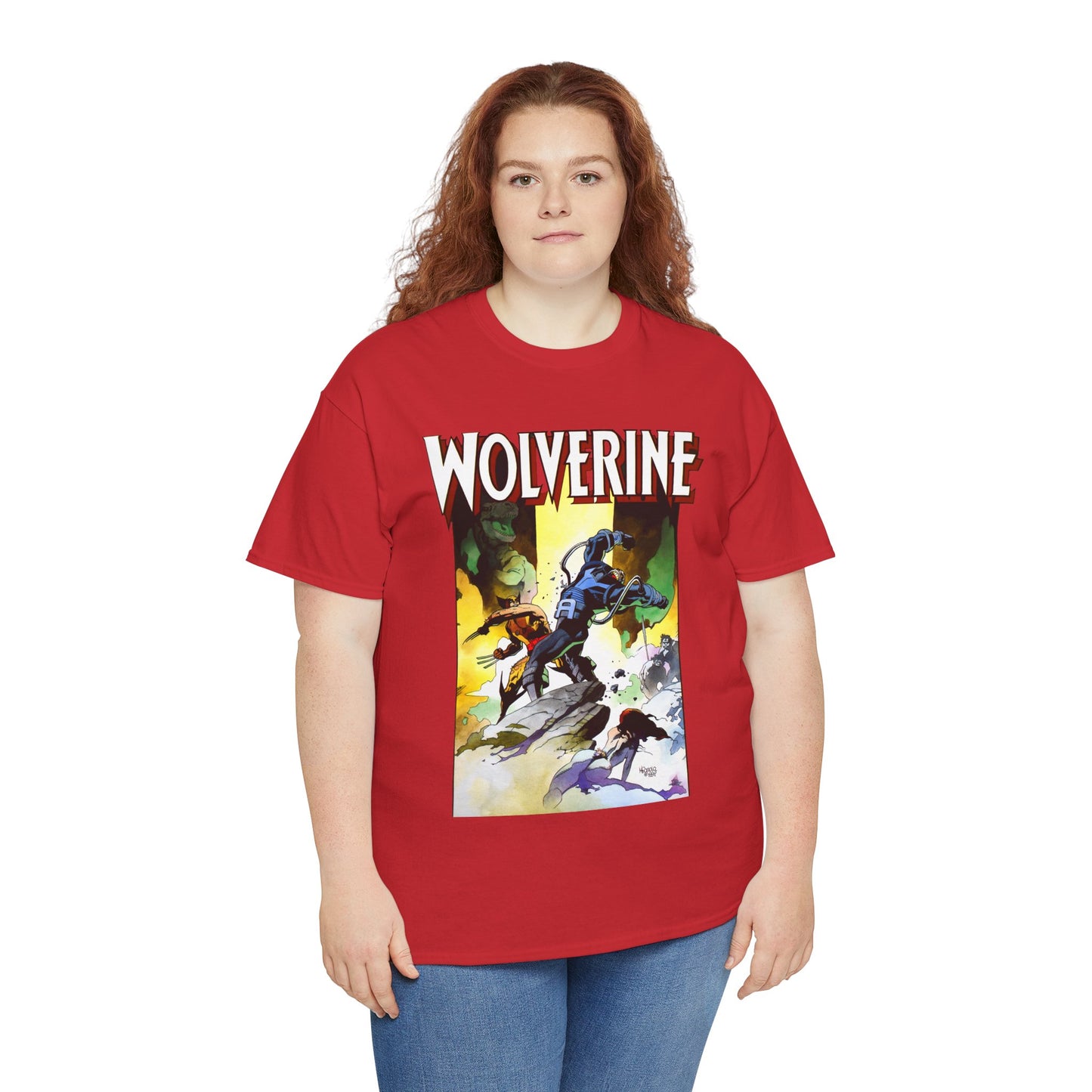 Wolverine T-Shirt - Mike Mignola Art - Jungle Adventure - Savage Land Story - Vs A Dinosaur - Logan, X-Men Member - Marvel Comics