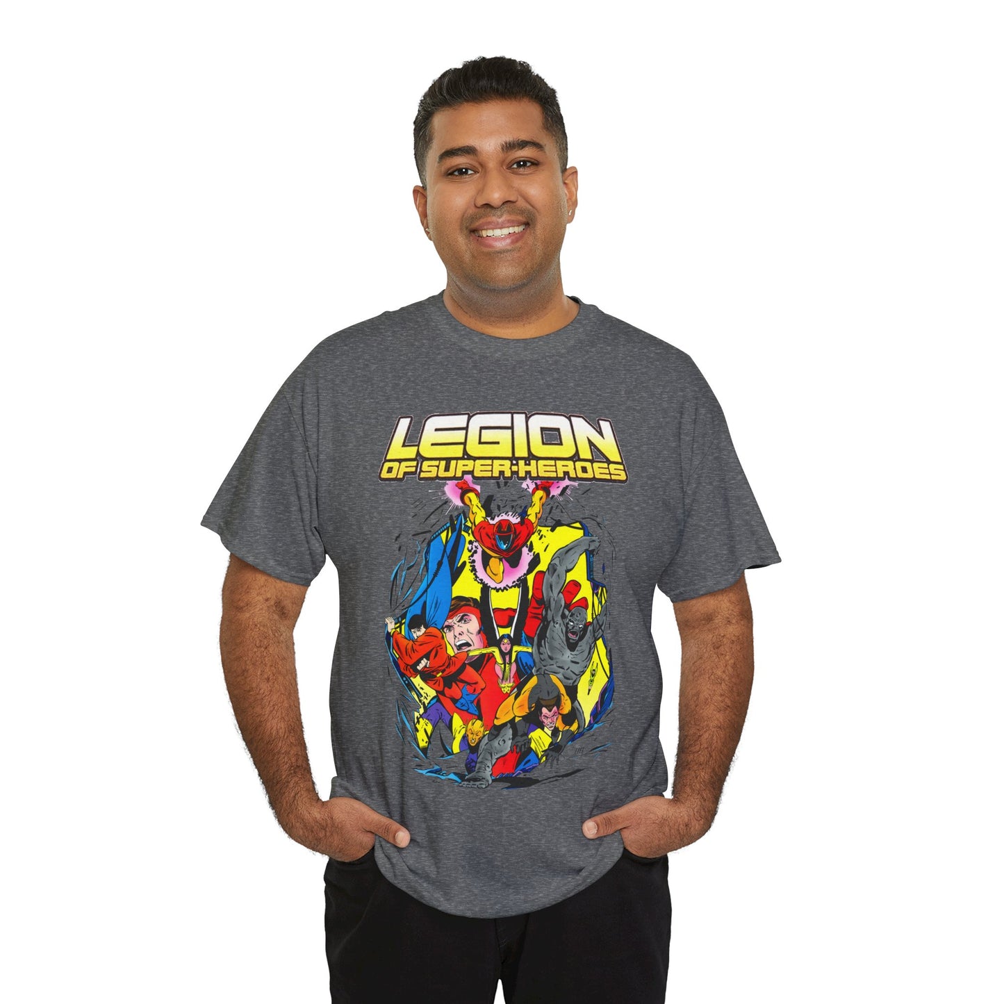 Legion of Super-Heroes T-Shirt - Mon-El, Colossal Kid, Wildfire, Dawnstar, Blok, Timber Wolf - LOSH - DC Comics