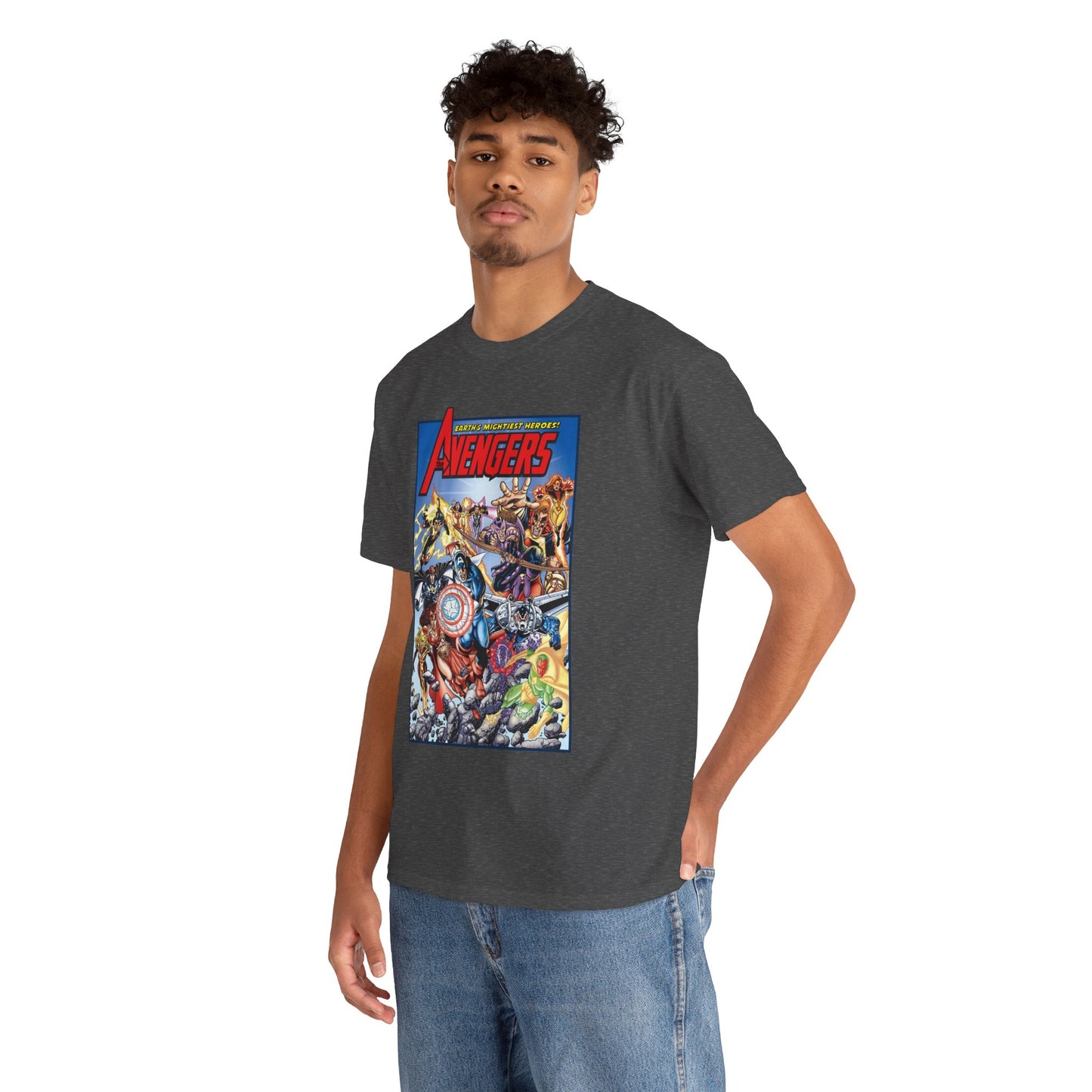 Avengers & Thunderbolts T-Shirt - George Perez Art - Captain America, Iron Man, Wonder Man, Scarlet Witch, Hawkeye, Citizen V, MACH-1, Techno, Atlas, Songbird - Marvel Comics