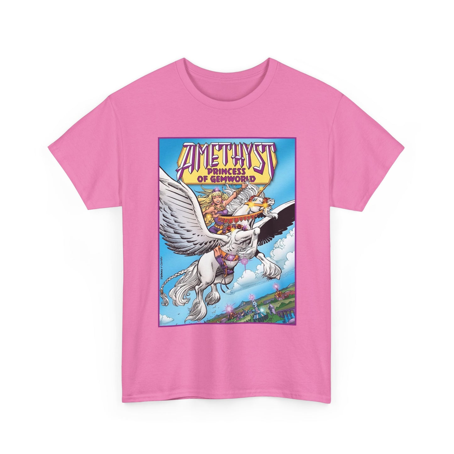 Amethyst Princess of Gemworld T-Shirt - George Perez Art - Riding Her Pegasus - DC Comics