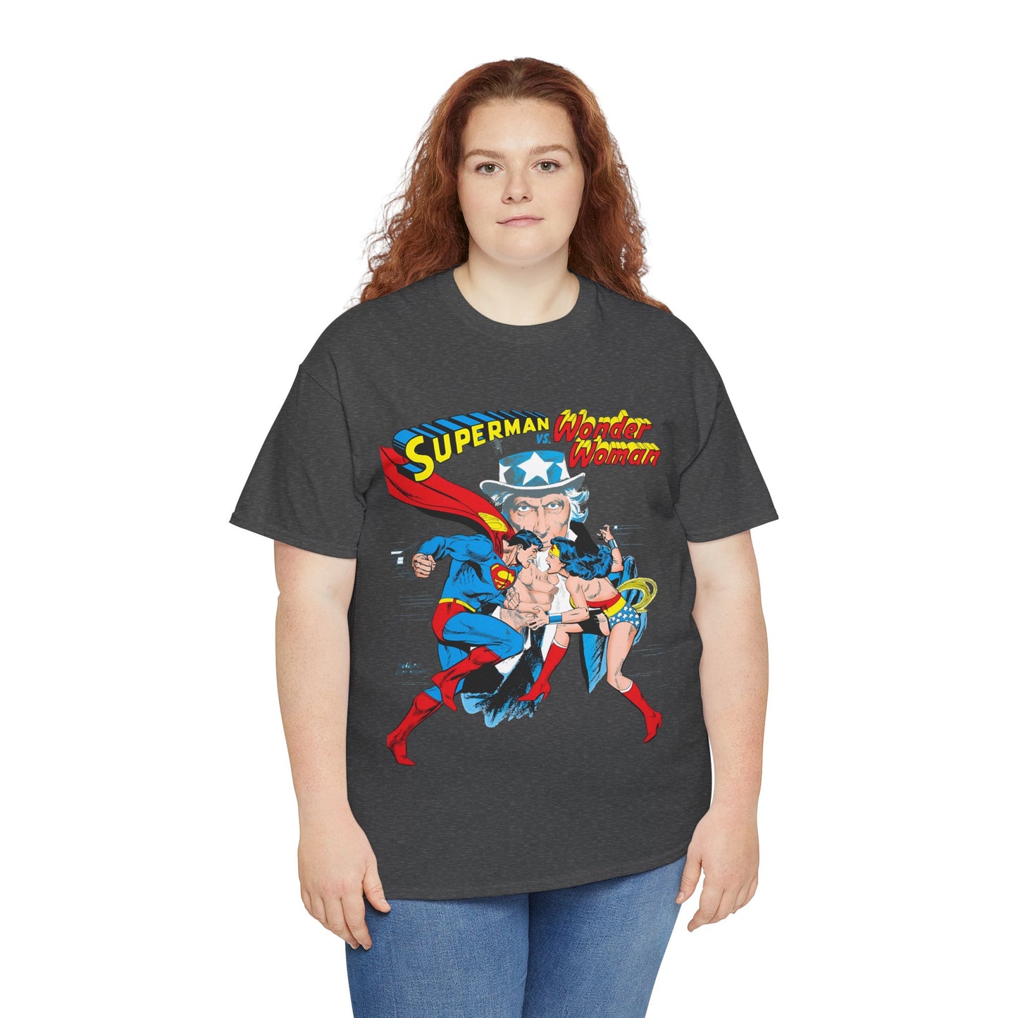 Superman Vs Wonder Woman T-Shirt - José Luis García-López Art - Popular 1970s Tabloid Story - DC Comics