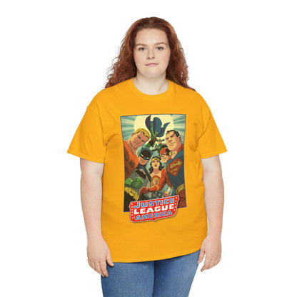 Justice League of America T-Shirt - Michael Cho Art - Superman, Flash, Wonder Woman, Green Lantern, Batman, Martian Manhunter - Silver Age Team - DC Comics
