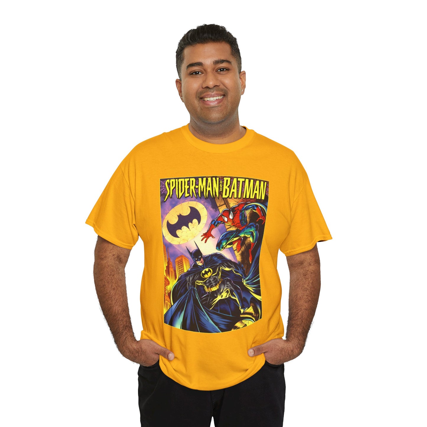 Batman/Spider-Man Shirt - Mark Bagley Art - DC Comics/Marvel Comics Cross-Over From the 1990s