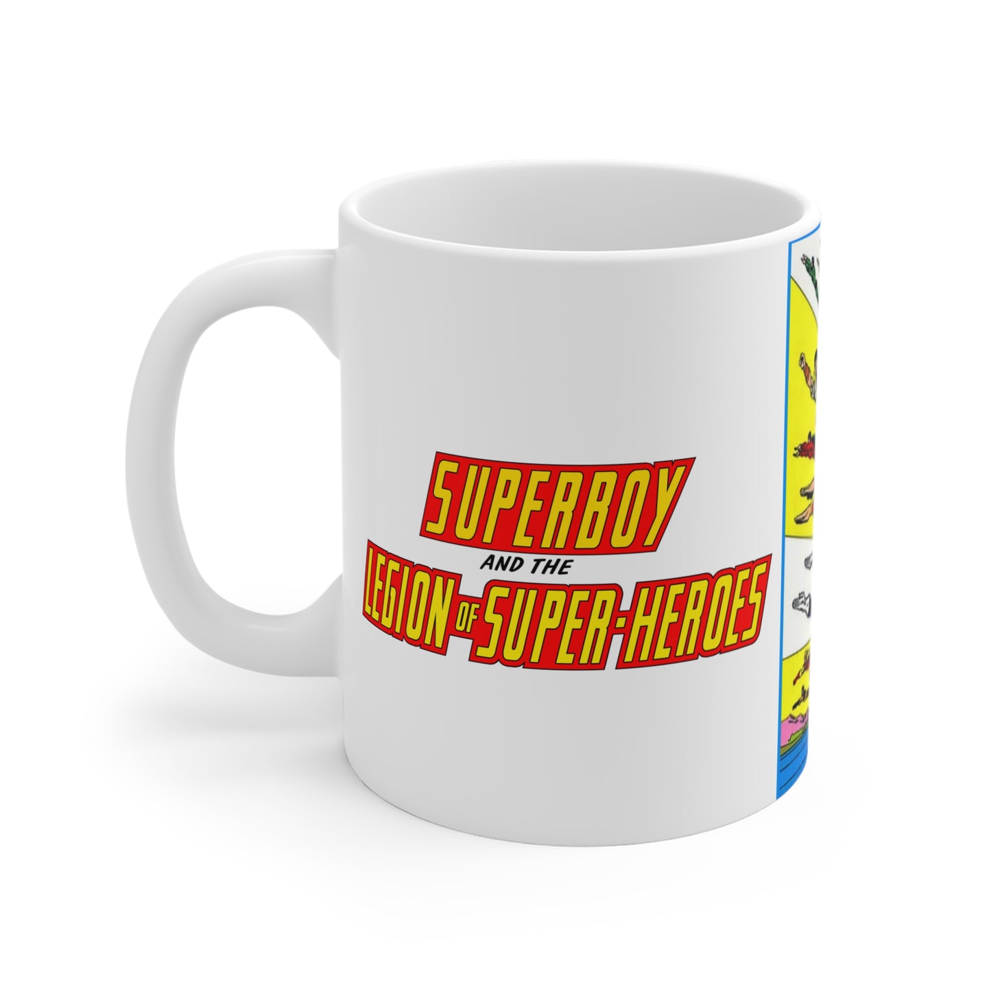 Superboy & Legion of Super-Heroes Coffee Mug - Mike Grell DC Art - Mug 11oz - Lightning Lad, Saturn Girl, Dawnstar, Cosmic Boy