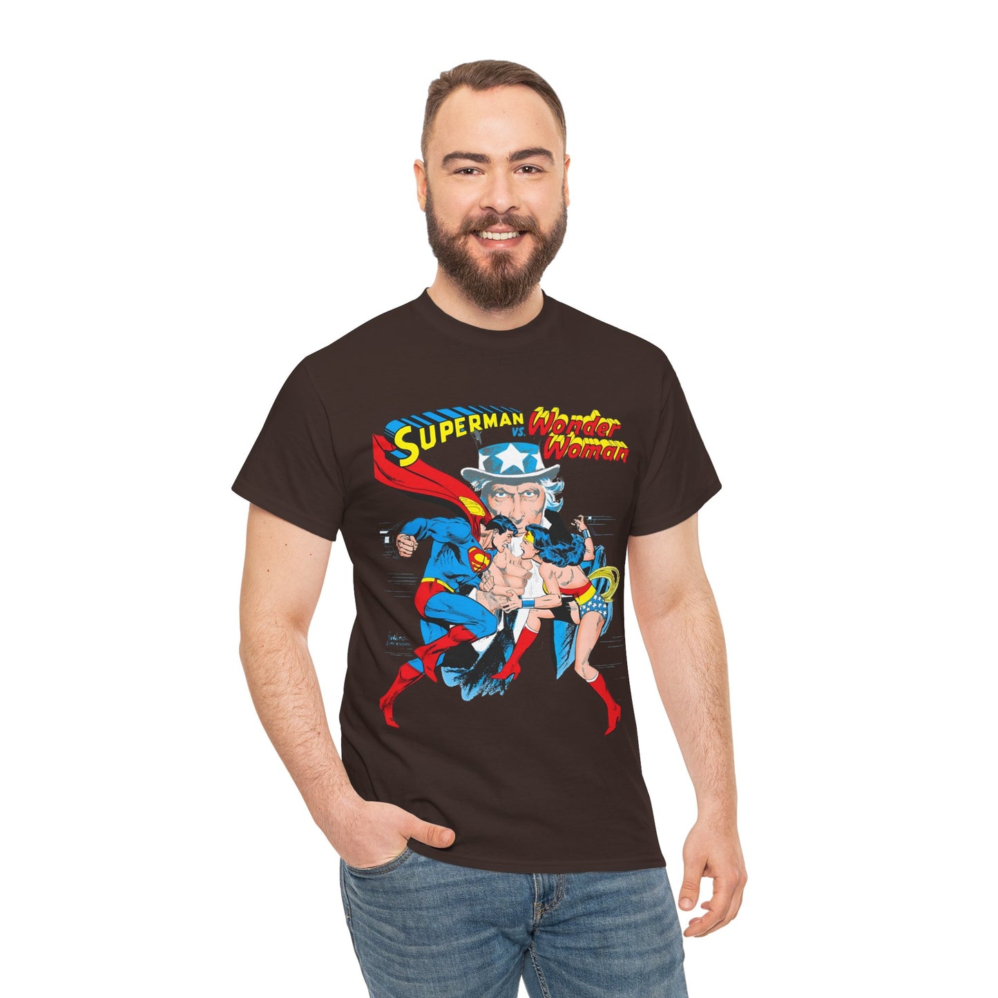 Superman Vs Wonder Woman T-Shirt - José Luis García-López Art - Popular 1970s Tabloid Story - DC Comics