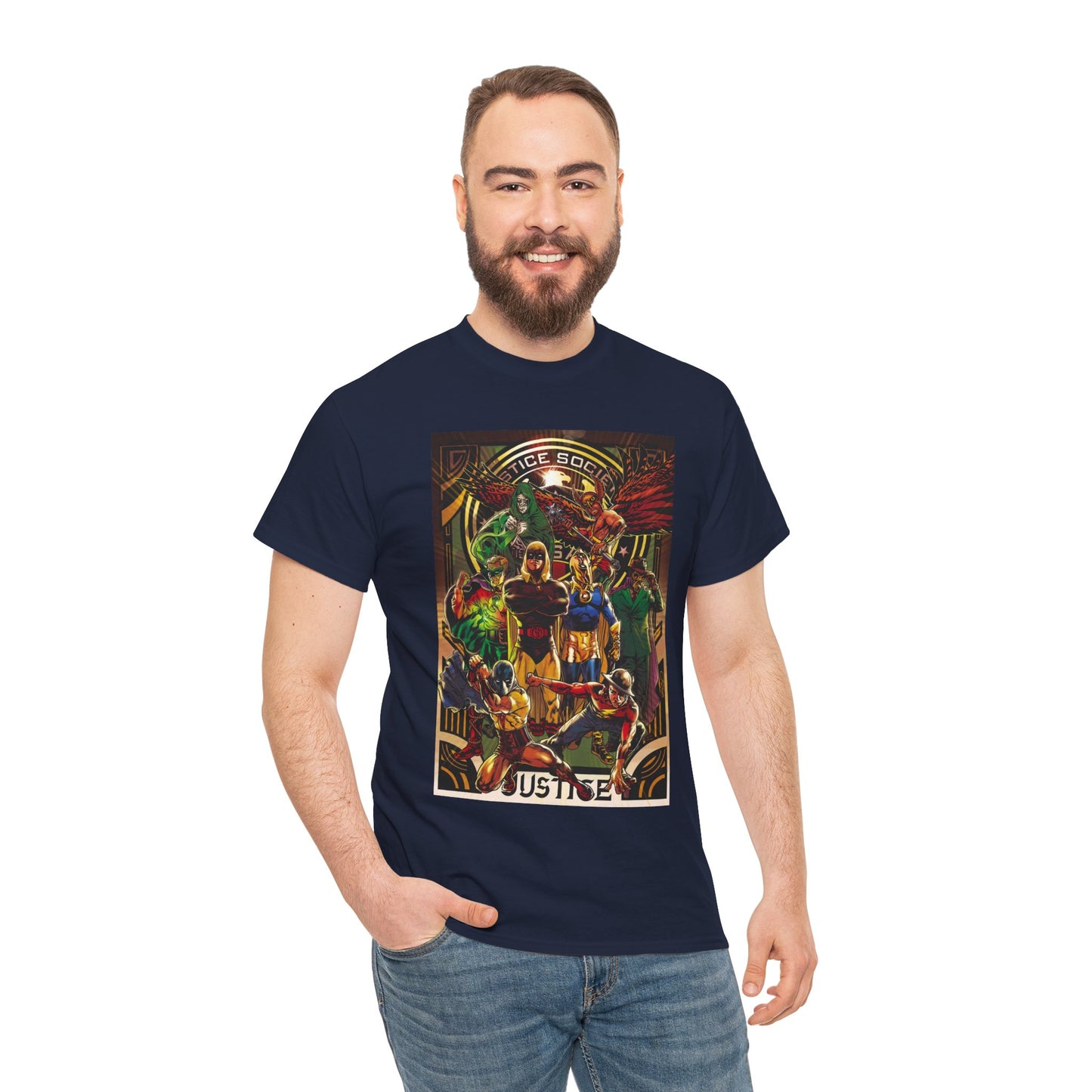 Justice Society T-Shirt - Tony Harris Art - Hawkman, Hourman, Dr Fate, Spectre, Sandman, Green Lantern, Atom, Flash - JSA - DC Comics