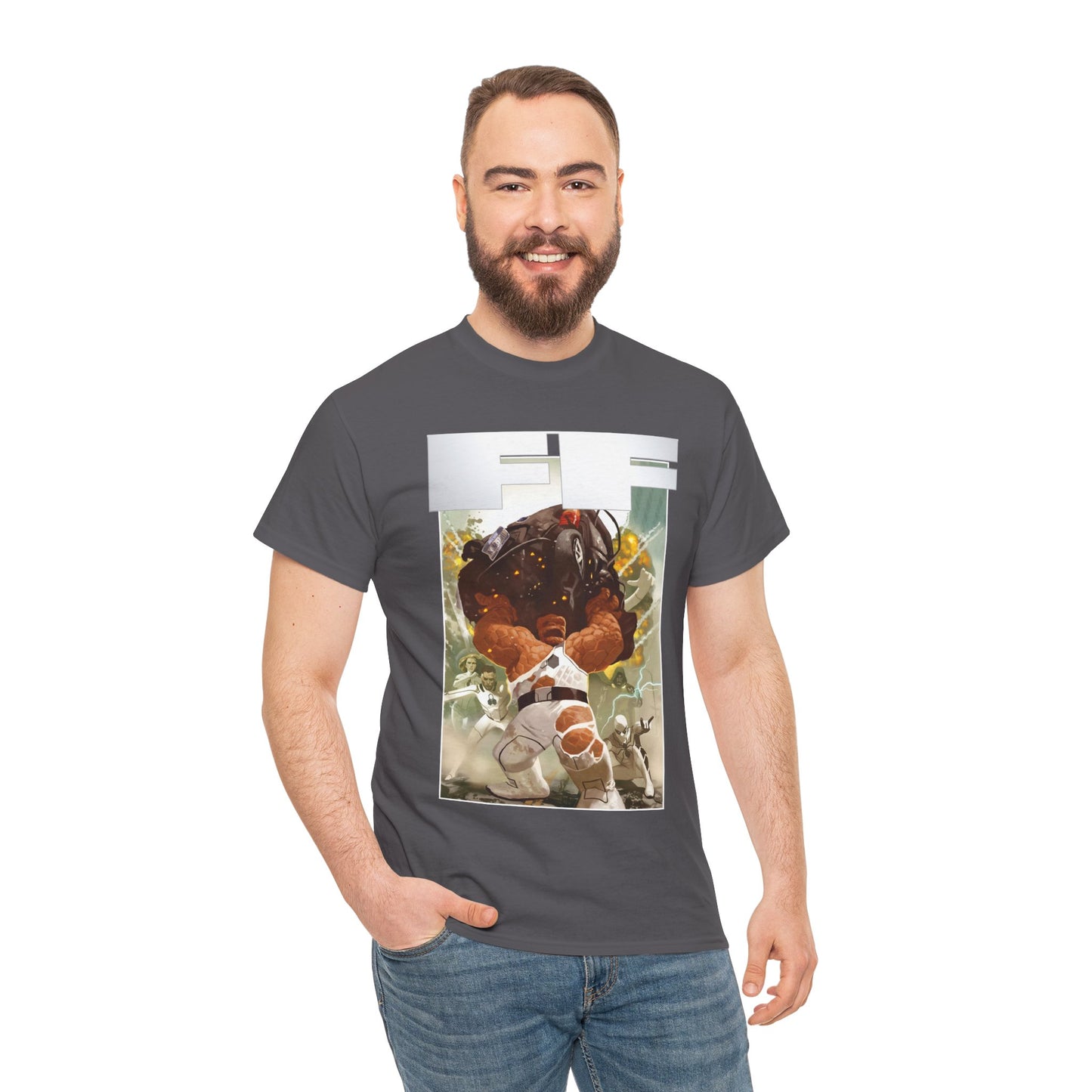 FF T-Shirt - Daniel Acuna Art - Fantastic Four - Mr. Fantastic, Invisible Woman, Thing, Spider-Man - Marvel Comics