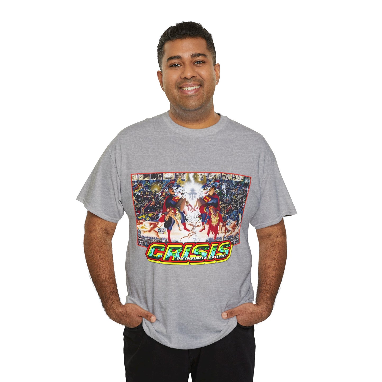 Crisis on Infinite Earths T-Shirt - Alex Ross & George Perez Art - Superman, Wonder Woman, Supergirl, Flash, Monitor, Anti-Monitor - DC Comics