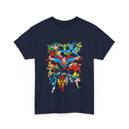 DC Legends T-Shirt - Linda Medley, Arthur Adams Art - Superman, Wonder Woman, Batman, Creeper, Black Canary, Guy Gardner, Blue Beetle, Booster Gold, Dr. Fate, Flash - DC Comics