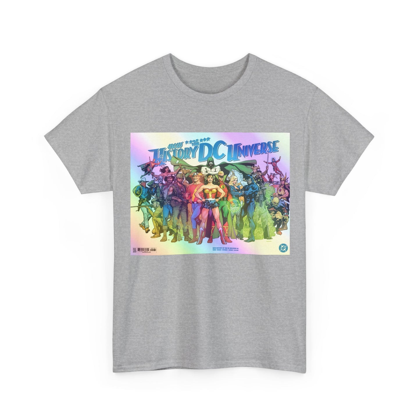 New History of the DC Universe T-Shirt - Wonder Woman, Wildcat, Black Canary, Sgt. Rock, Etrigan, Spectre, Jonah Hex - DC Comics