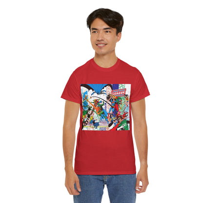 Justice League of America #200 T-Shirt - George Perez Art - Superman, Batman, Zatanna, Wonder Woman, Elongated Man, Martian Manhunter, Black Canary, Atom, Firestorm - DC Comics