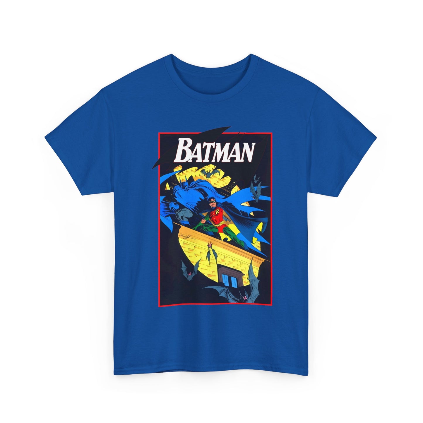 Batman & Robin T-Shirt - Norm Breyfogle Art - Surrounded by Bats in Gotham City - DC Comics