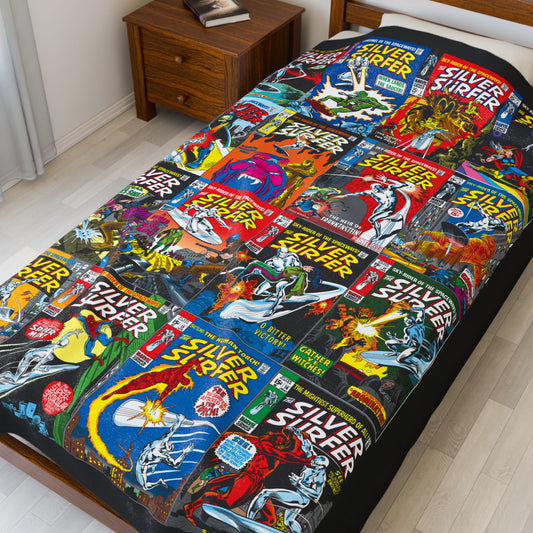 Silver Surfer Velveteen Plush Blanket 60x80" - Classic Silver Age Art - Norrin Radd, Former Herald to Galactus - Marvel Comics
