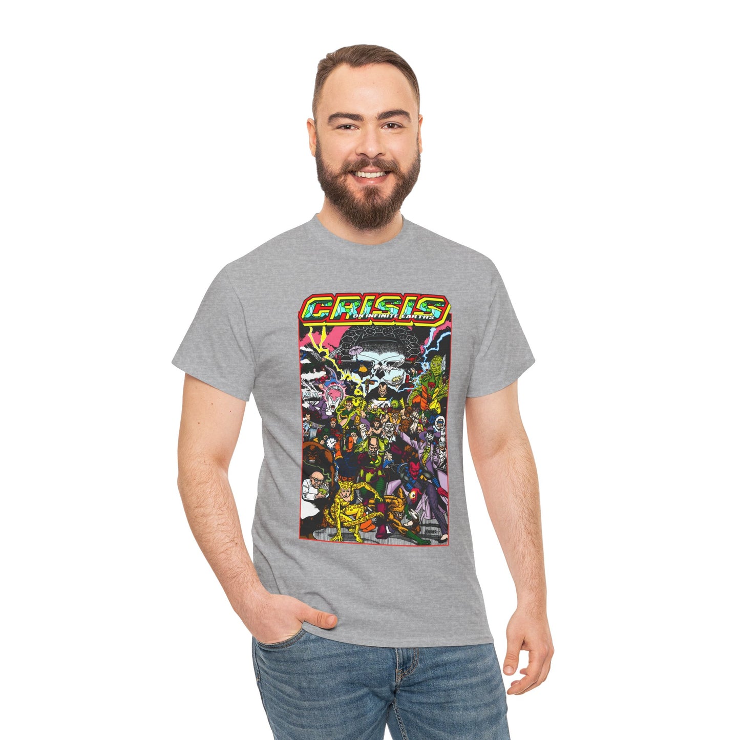 Crisis on Infinite Earths T-Shirt - DC Comics - George Perez Art - Joker, Lex Luthor, Cheetah, Solomon Grundy, Black Adam, Deathstroke, Validus - #9 Cover - DC Comics