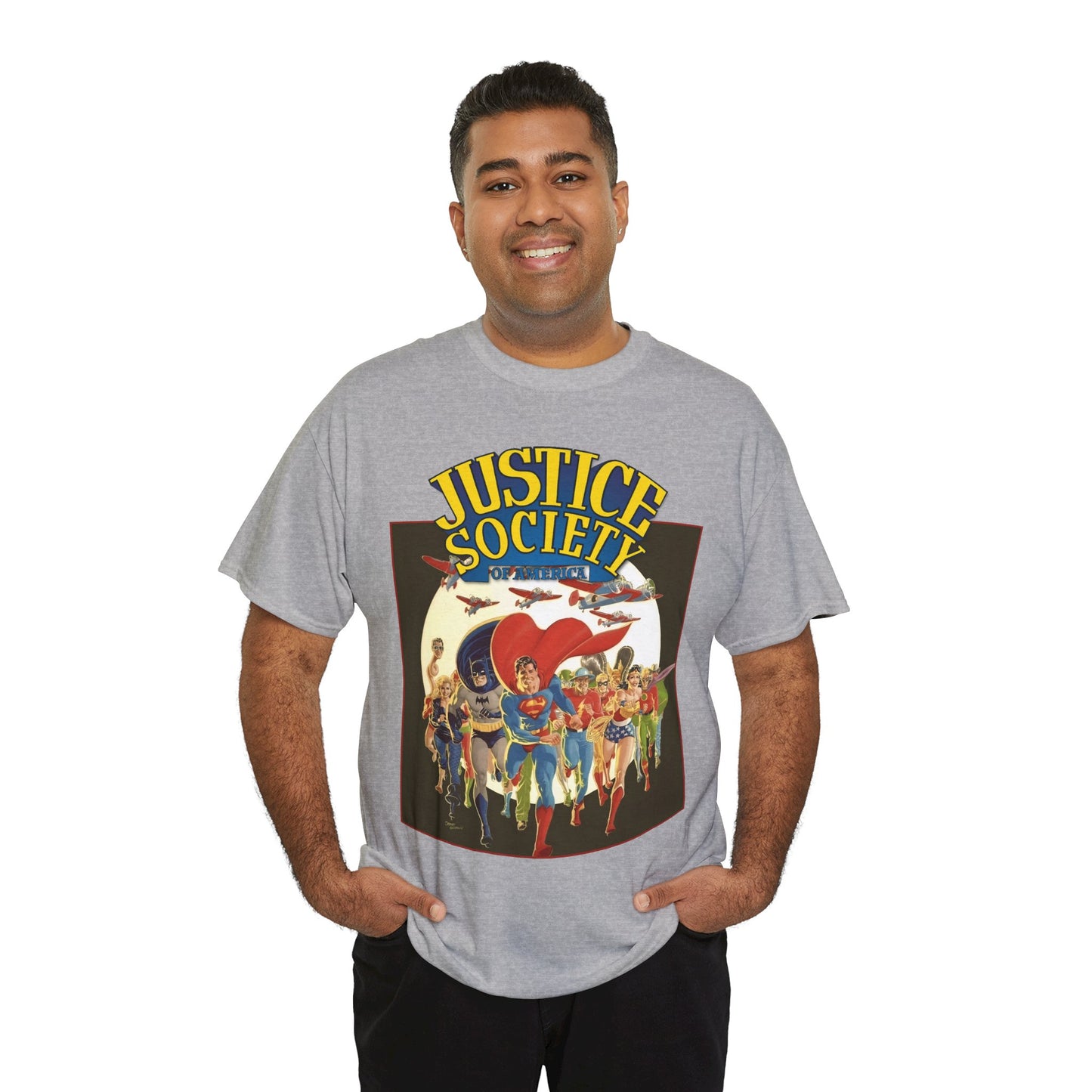 Justice Society of America T-Shirt - Superman, Wonder Woman, Black Canary, Green Lantern, Batman, Plastic Man, Flash - DC Comics