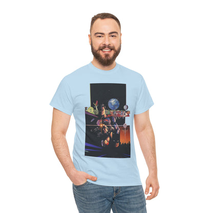 Crisis on Infinite Earths T-Shirt - George Perez Art - Superman, Batman, Wonder Woman, Captain Marvel, Blue Beetle, Kid Flash - Retro 1980s - DC Comics
