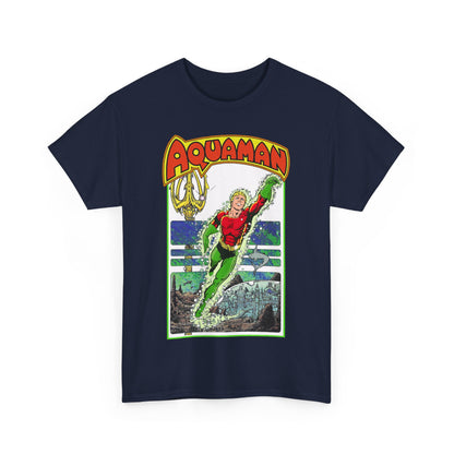 Aquaman T-Shirt - George Perez Art -Justice League 1980s Postcard Series - Arthur Curry - King of Atlantis - JLA - DC Comics