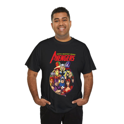 Avengers T-Shirt - George Perez Art - Captain America, Vision, Wonder Man, Iron Man, Thor, Hawkeye, Scarlet Witch - Popular Marvel Comics Characters