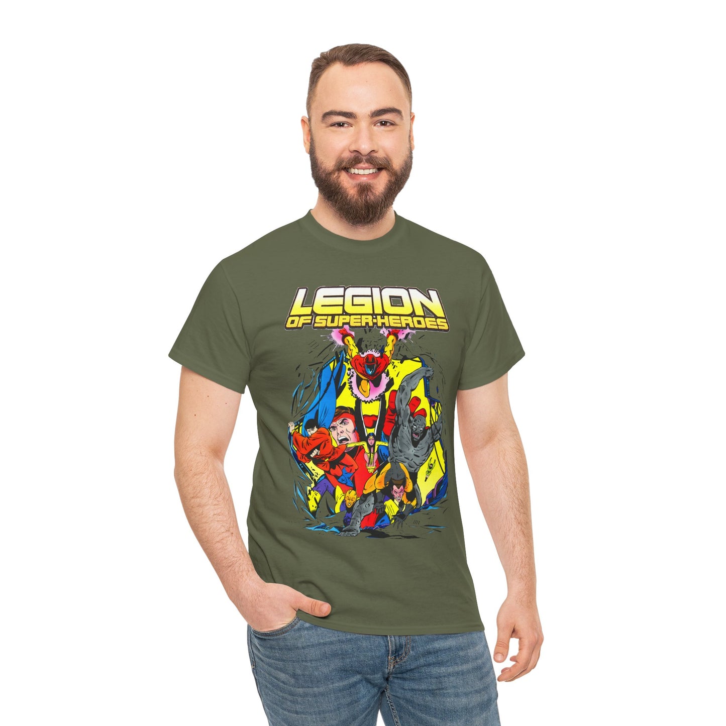 Legion of Super-Heroes T-Shirt - Mon-El, Colossal Kid, Wildfire, Dawnstar, Blok, Timber Wolf - LOSH - DC Comics