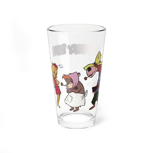 Hillbilly Bears Pint Glass, 16oz - Popular Hanna-Barbera 1960s Cartoon Characters - Paw Rugg, Maw, Floral, Shag