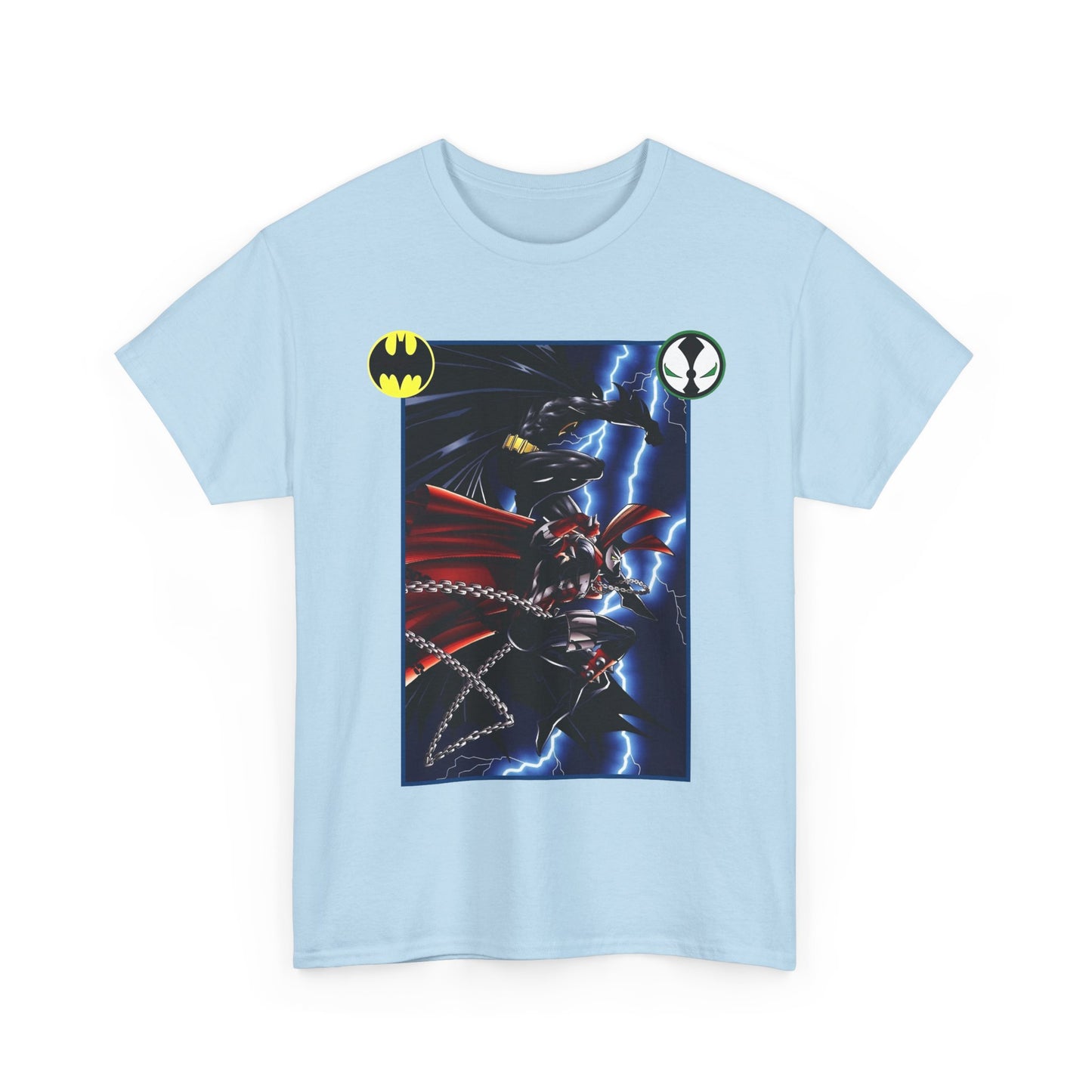 Batman & Spawn T-Shirt - Todd McFarlane Art - Gotham City, Frank Miller Story - DC Comics & Image Comics