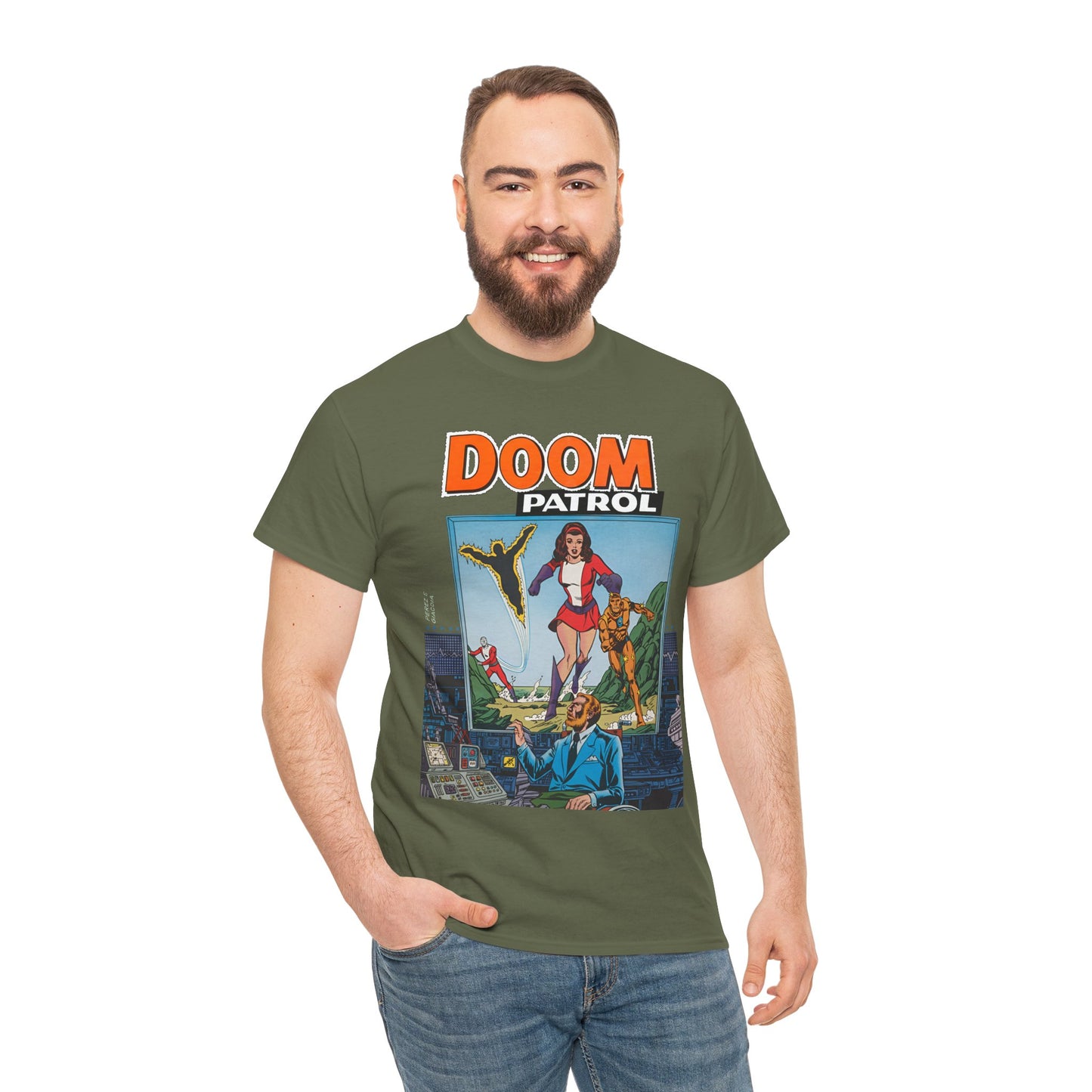 Doom Patrol T-Shirt - George Perez Art - Elasti-Girl, Robotman, Negative Man, The Chief - DC Comics Digest Cover Art