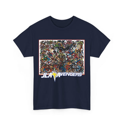 JLA Vs Avengers T-Shirt - Stunning, Classic George Perez Art - DC & Marvel 200s Crossover - Superman, Thor, Wonder Woman, Captain America, Flash, Black Panther, Iron Man, Batman