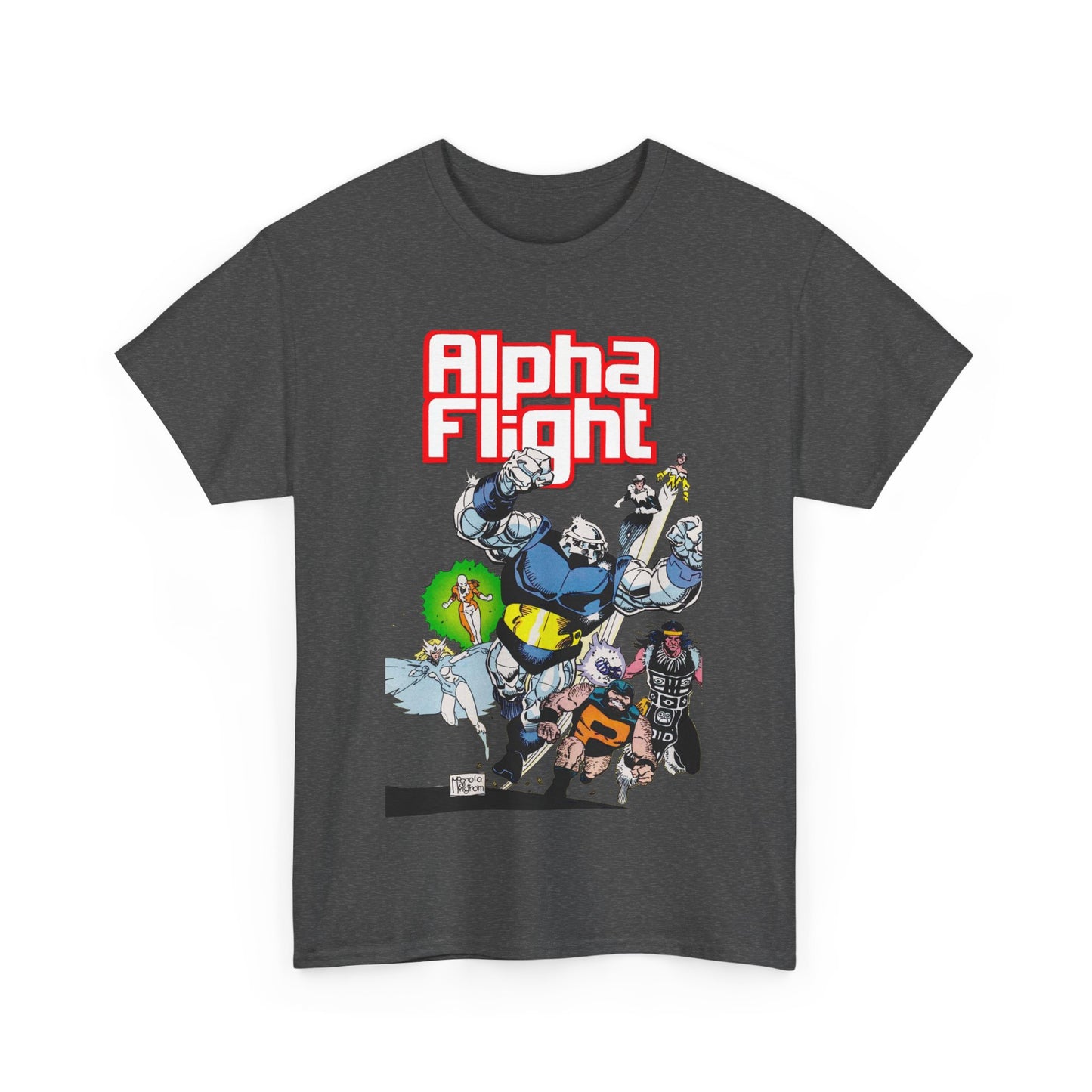 Alpha Flight T-Shirt - Mike Mignola Art - Shaman, Snowbird, Northstar, Aurora, Box, Vindicator, Puck - Canada's Super-Team - Marvel Comics