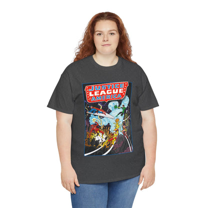 Justice League T-Shirt - George Perez Art - Tornado Tyrant - Superman, Firestorm, Flash, Wonder Woman, Green Lantern - DC Comics