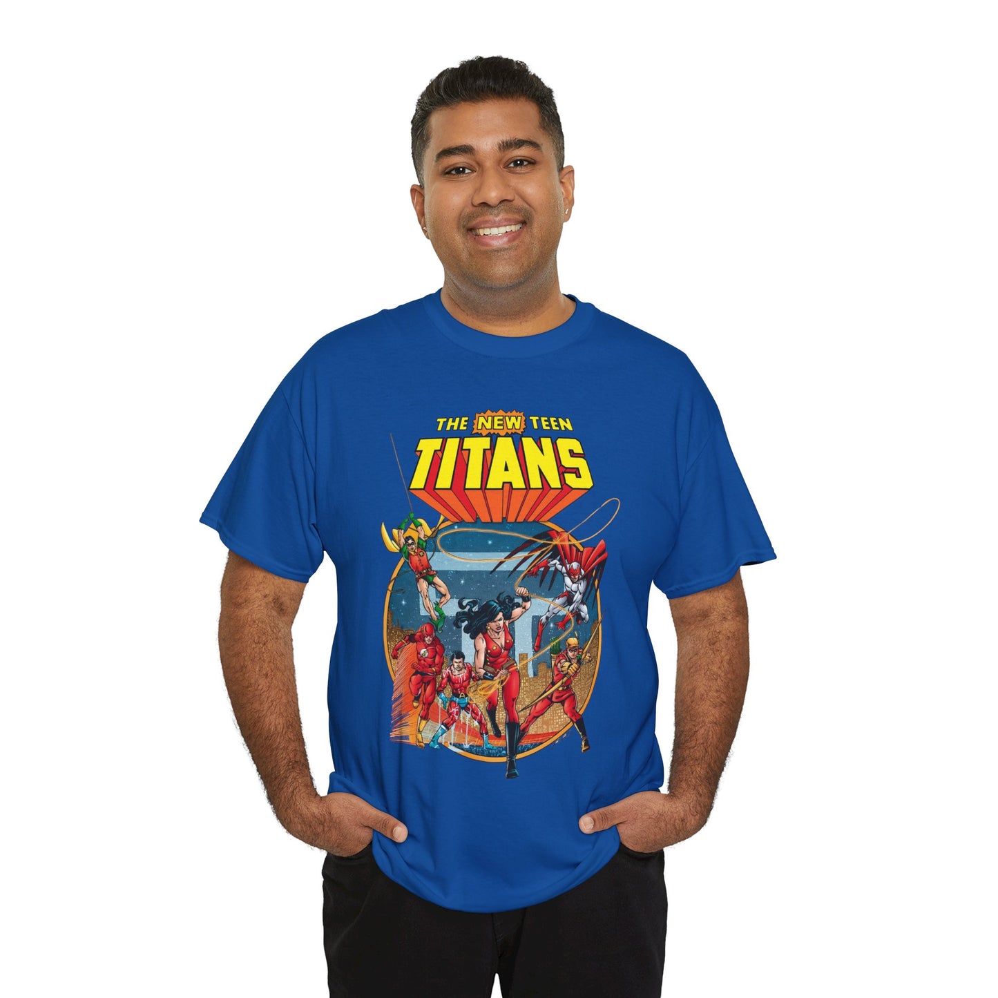 New Teen Titans T-Shirt - George Perez Art - Wonder Girl, Flash, Robin, Speedy, Aqualad, Hawk - DC Comics