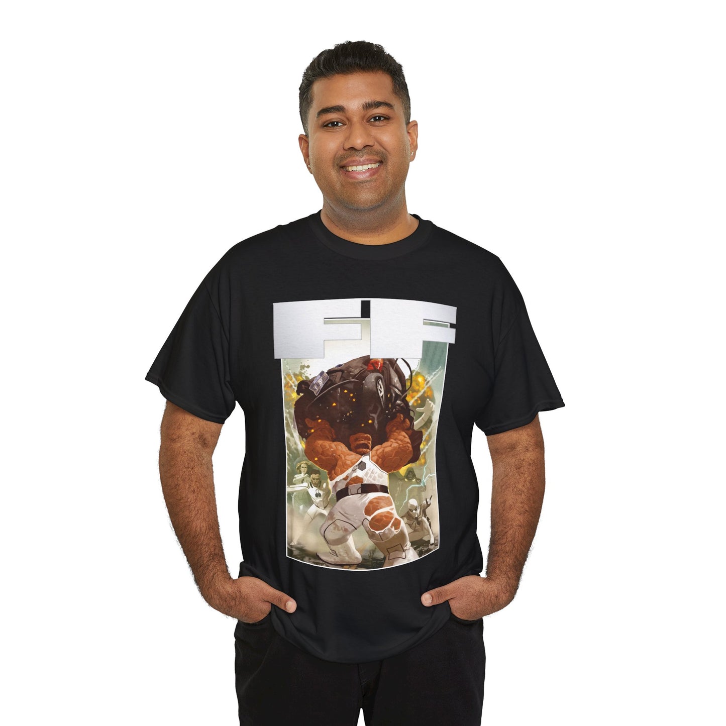 FF T-Shirt - Daniel Acuna Art - Fantastic Four - Mr. Fantastic, Invisible Woman, Thing, Spider-Man - Marvel Comics