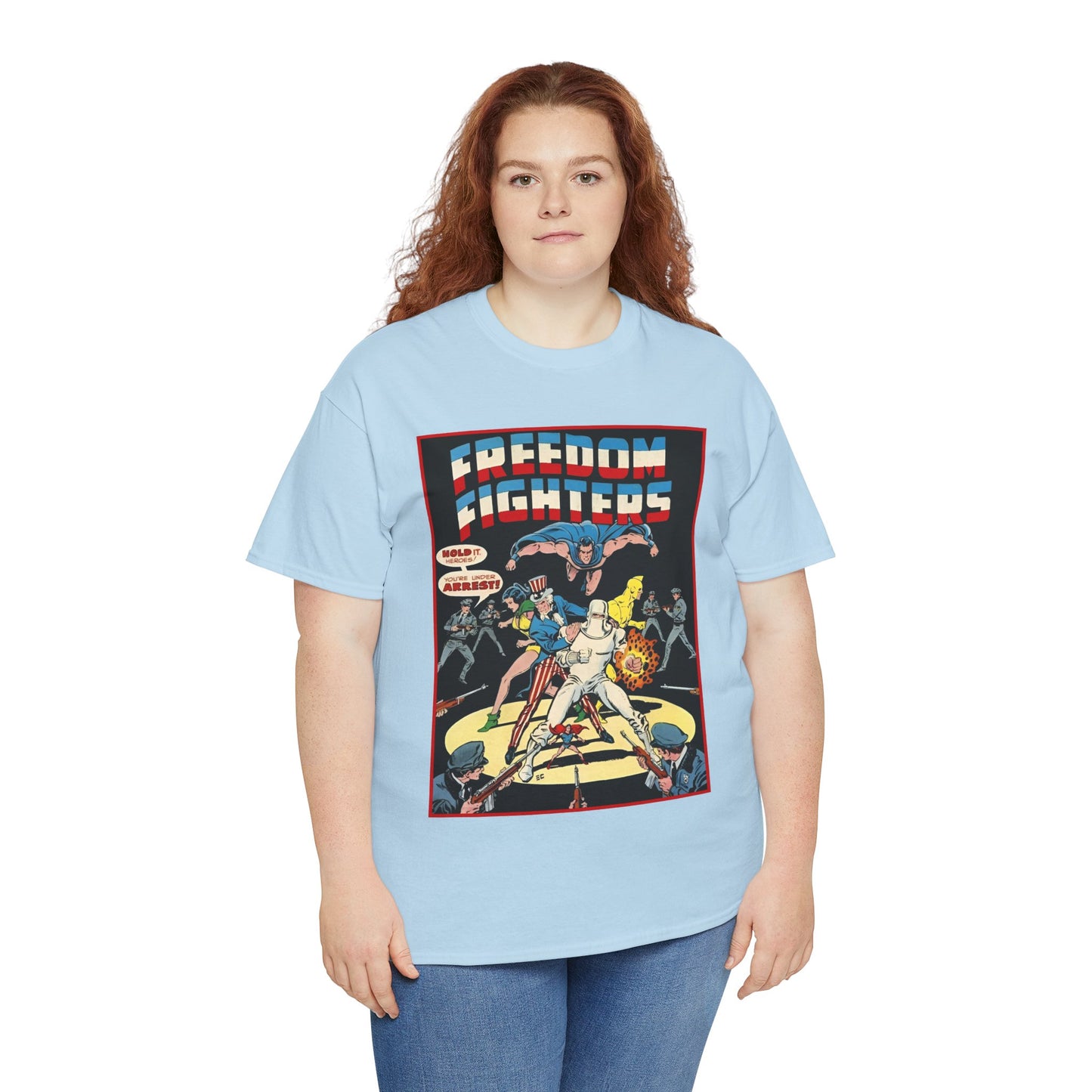 Freedom Fighters T-Shirt - 70s Series - Uncle Sam, The Ray, Phantom Lady, Doll Man, Black Condor, Human Bomb - DC Comics