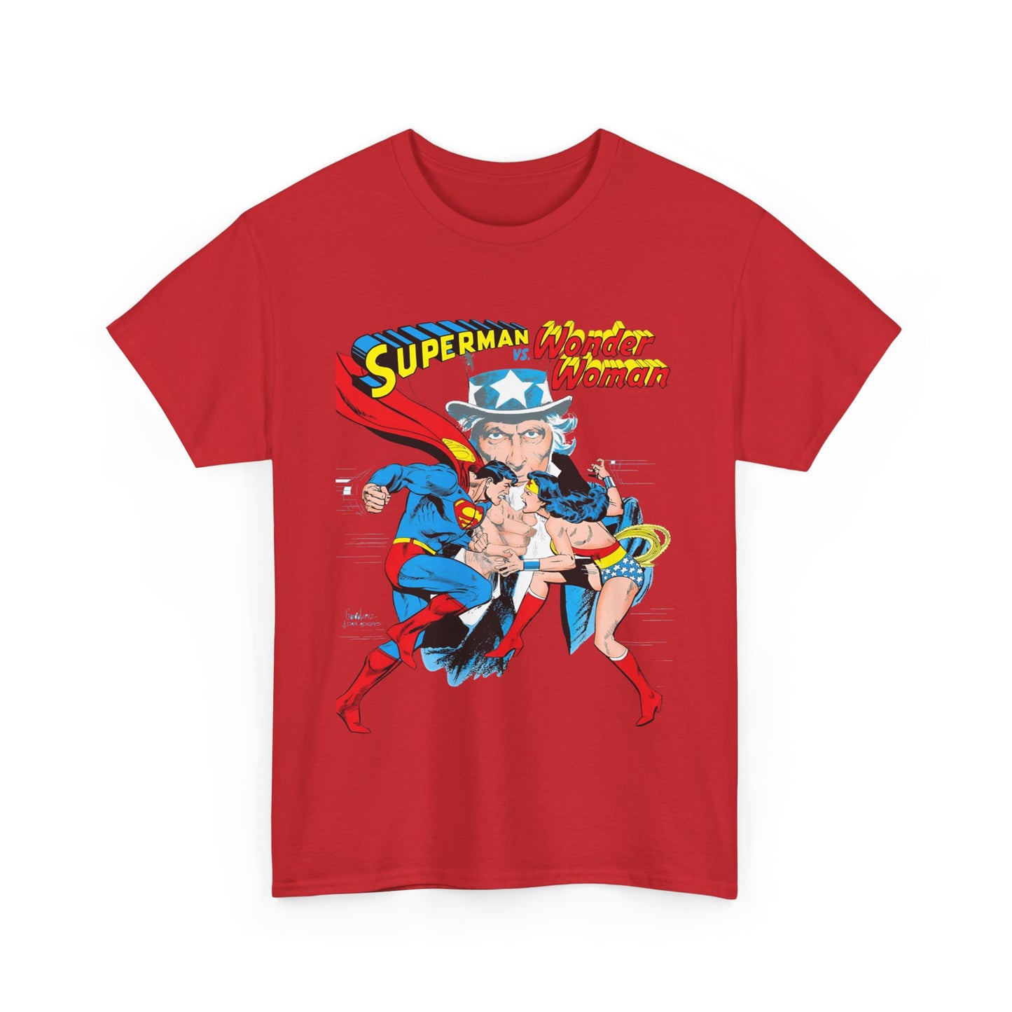 Superman Vs Wonder Woman T-Shirt - José Luis García-López Art - Popular 1970s Tabloid Story - DC Comics